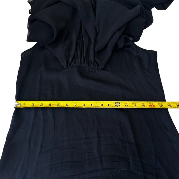 DVF Diane von Furstenberg V-Neck Fleurette Silk Chiffon Mini Dress Black Size 4 - Picture 11 of 14